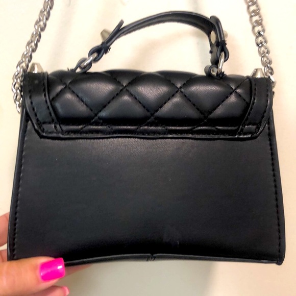 NWOT cute little black Biker purse , can be used with Chain or handle. - Picture 4 of 7